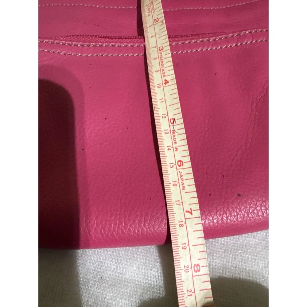 Tignanello Pink Leather‎ Crossbody Bag Zip Pockets Shoulder Handbag Purse